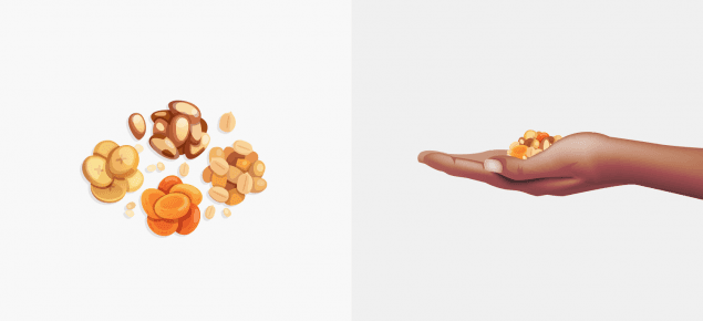 Nuts and dried fruit: ¼ cup or 40 g