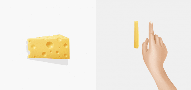 Cheese: 45 g or index finger